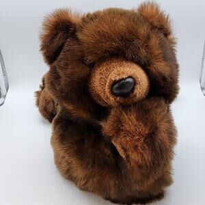 MJC International Teddy Bear Plush 18" Floppy Lays Flat Brown Sewn Paws Vtg 1988